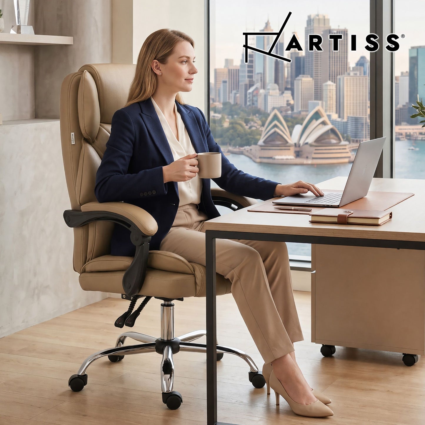 Artiss Executive Office Chair Leather Recliner Espresso