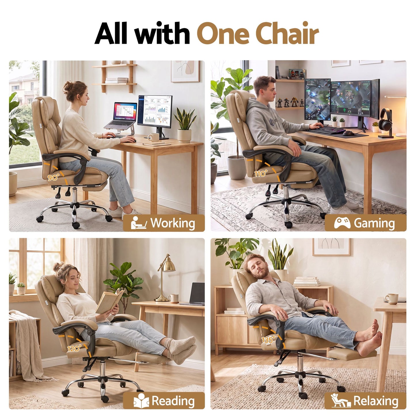 Artiss Executive Office Chair Leather Footrest Espresso