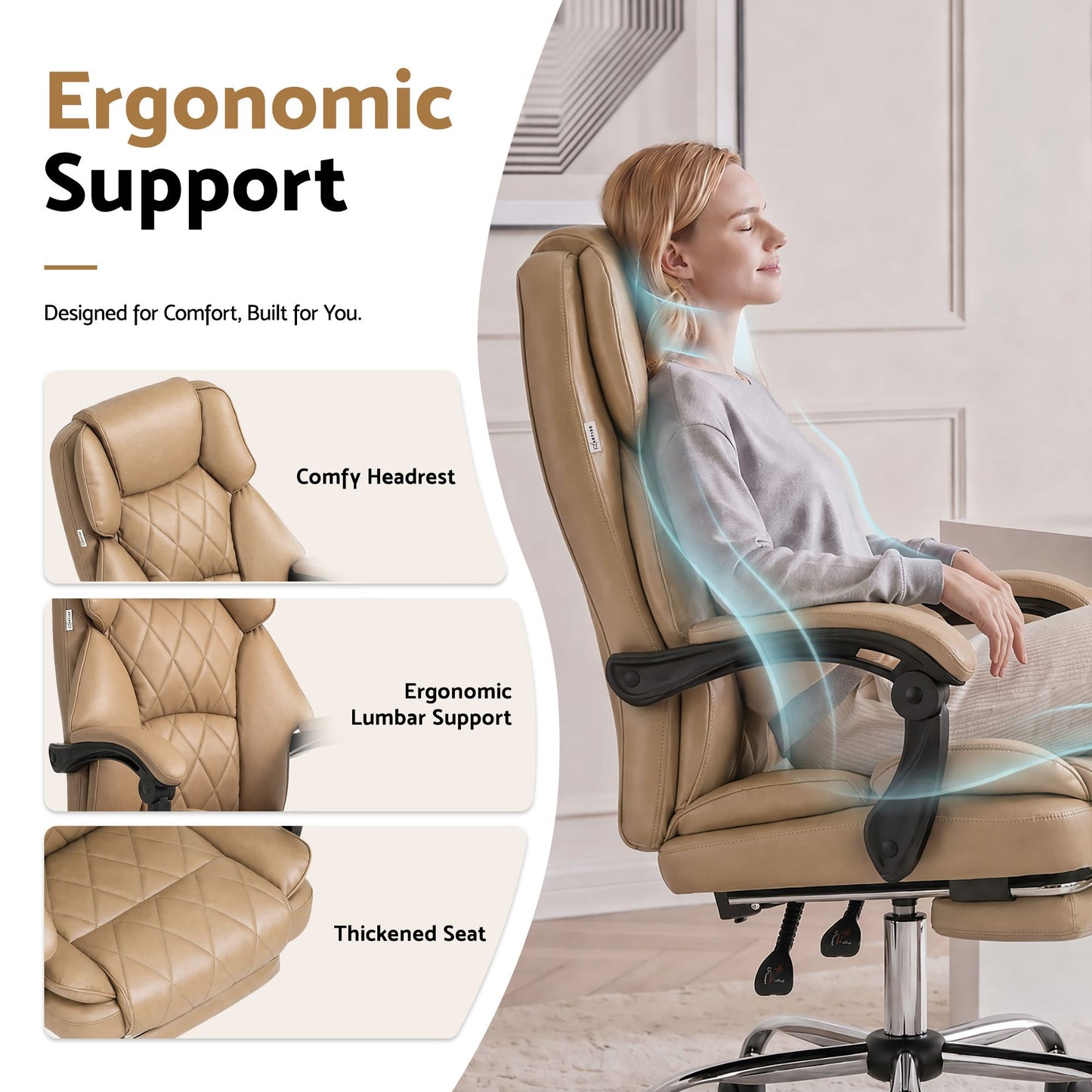 Artiss Executive Office Chair Leather Footrest Espresso