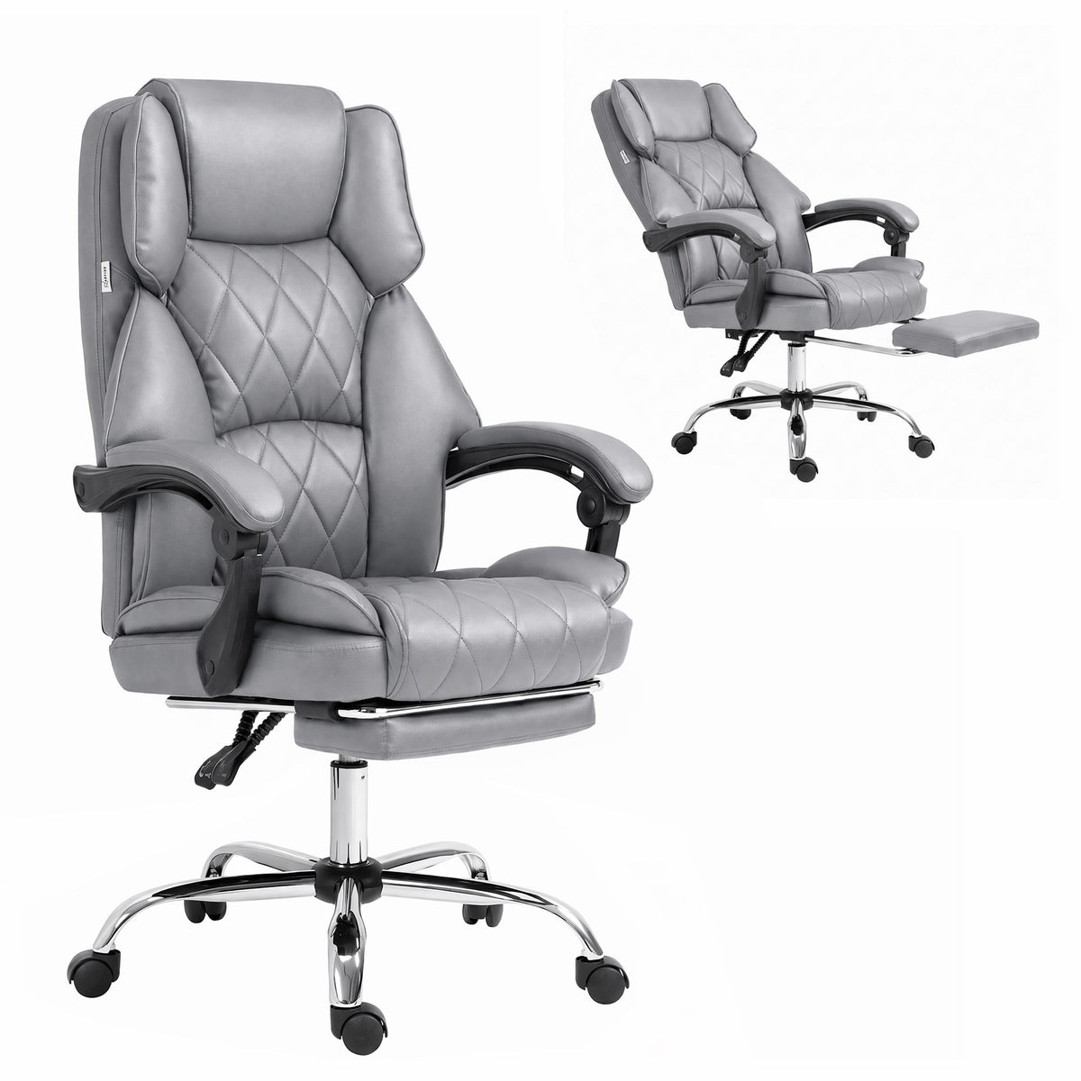 Artiss Executive Office Chair Fabric Footrest Grey