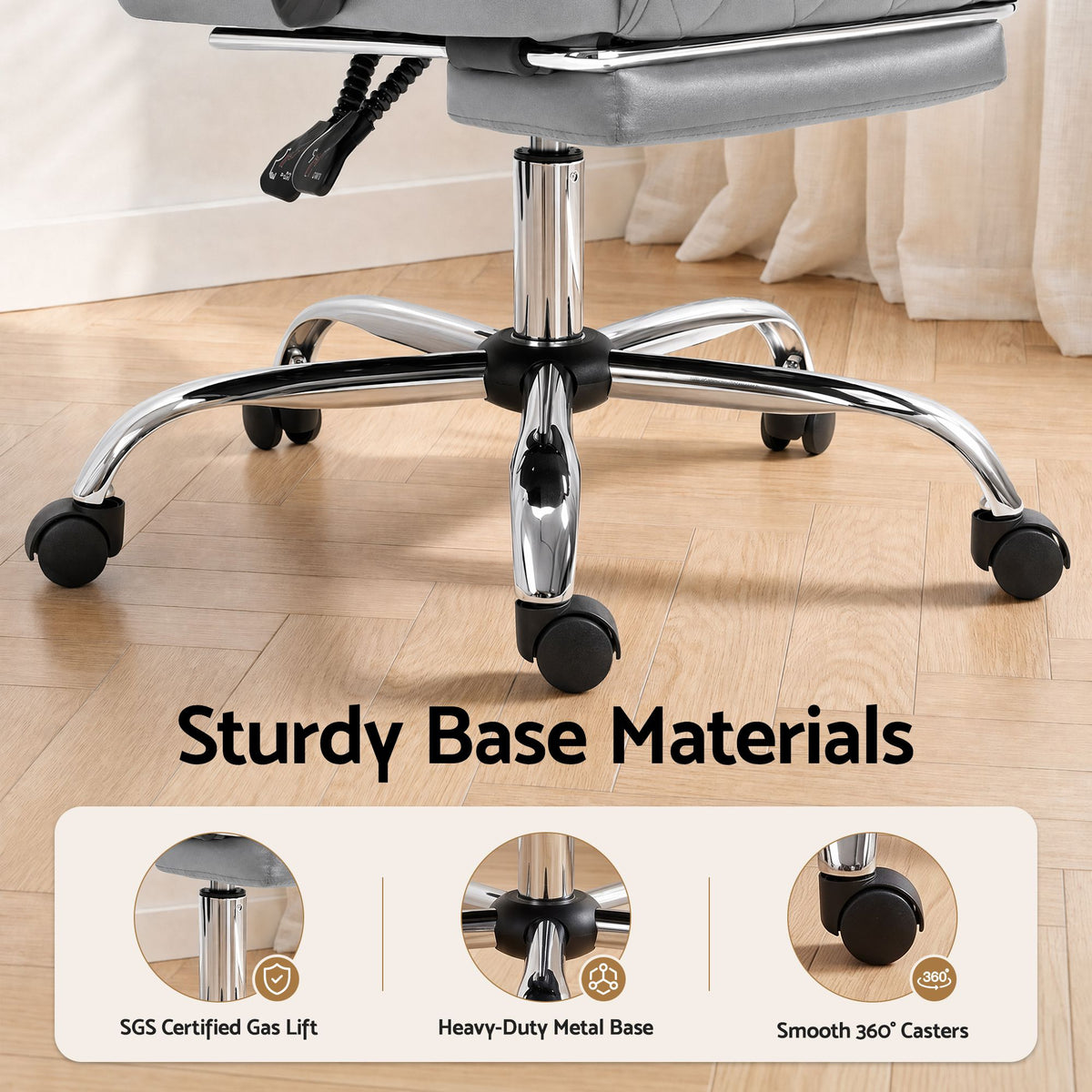 Artiss Executive Office Chair Fabric Footrest Grey