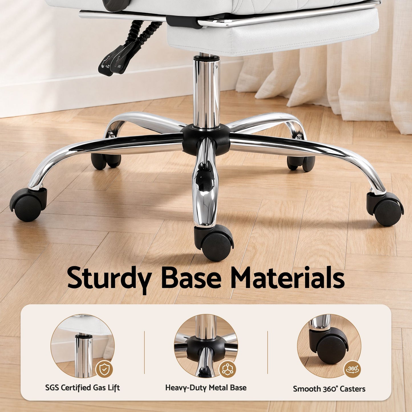 Artiss Executive Office Chair Leather Footrest White