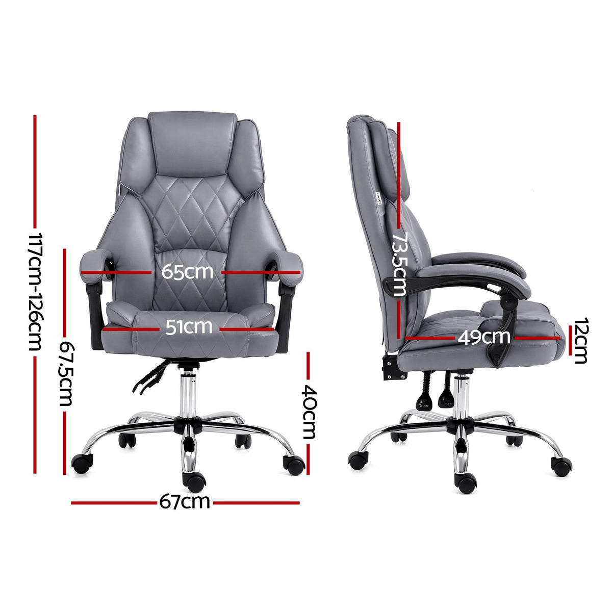 Artiss Executive Office Chair Fabric Recliner Grey