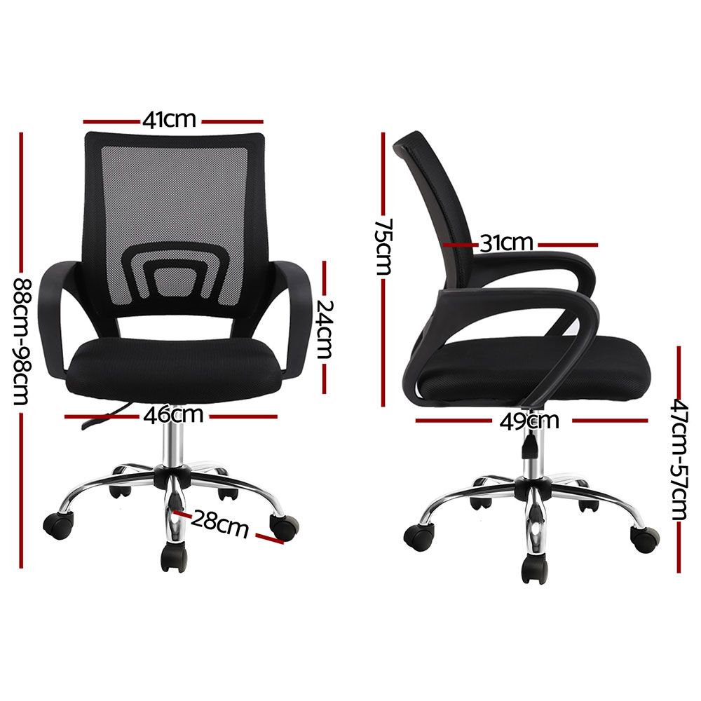 Set of 2 Artiss Mesh Office Chair Mid Back Black
