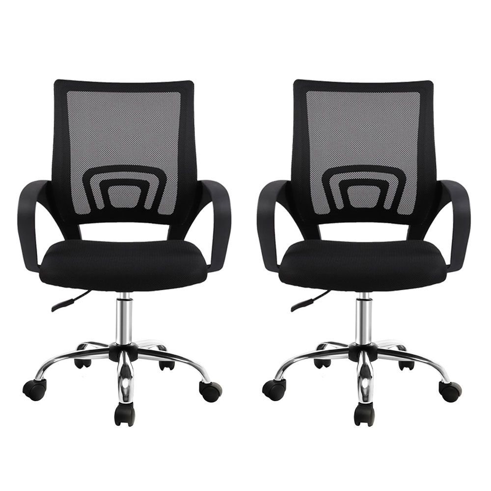 Set of 2 Artiss Mesh Office Chair Mid Back Black