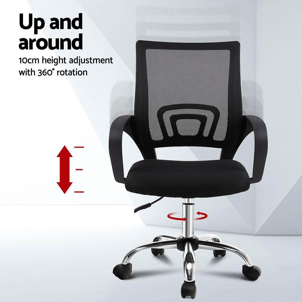 Set of 2 Artiss Mesh Office Chair Mid Back Black