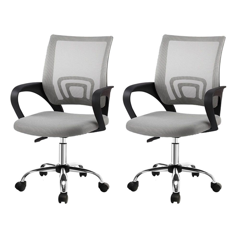 Set of 2 Artiss Mesh Office Chair Mid Back Grey