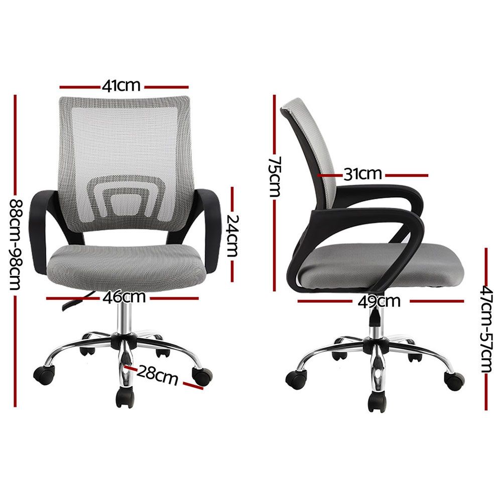 Set of 2 Artiss Mesh Office Chair Mid Back Grey