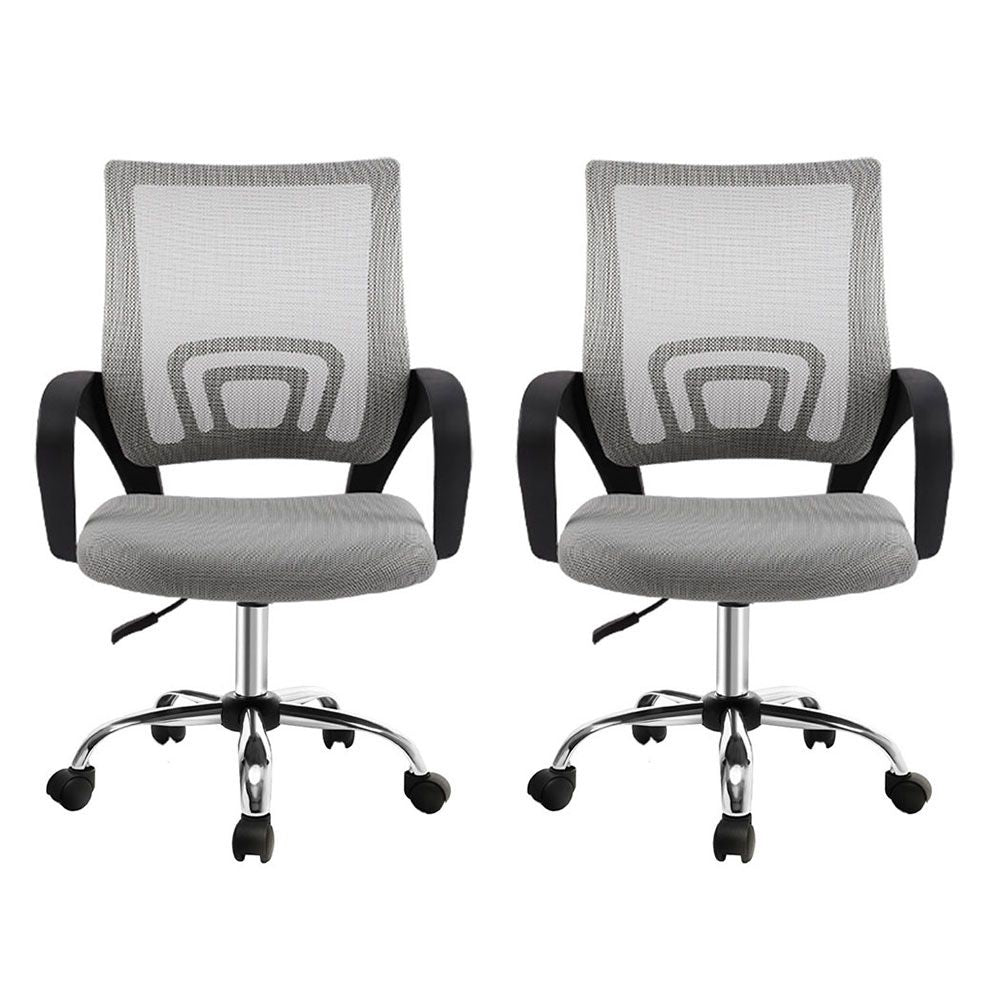 Set of 2 Artiss Mesh Office Chair Mid Back Grey