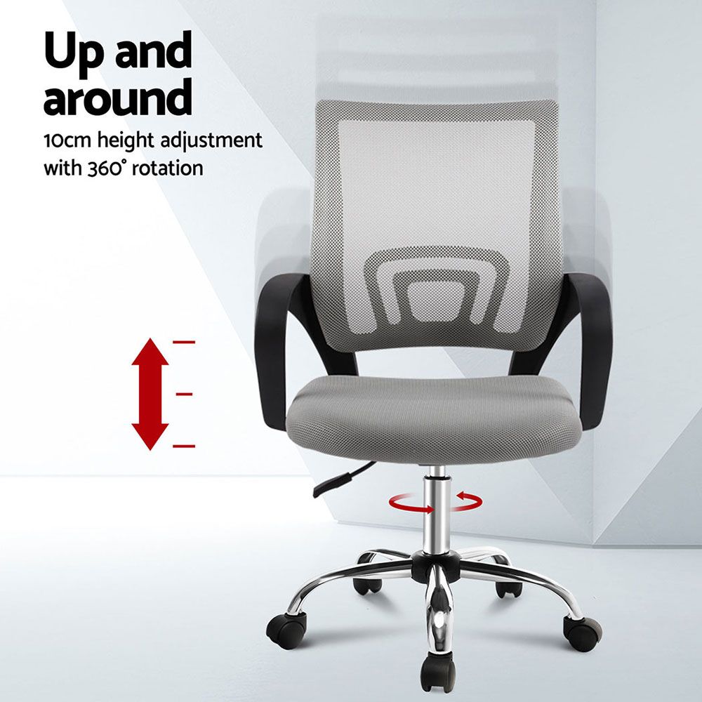 Set of 2 Artiss Mesh Office Chair Mid Back Grey