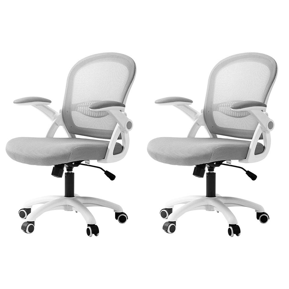 Set of 2 Artiss Mesh Office Chair Computer Gaming Desk Chairs Work Study Mid Back Grey