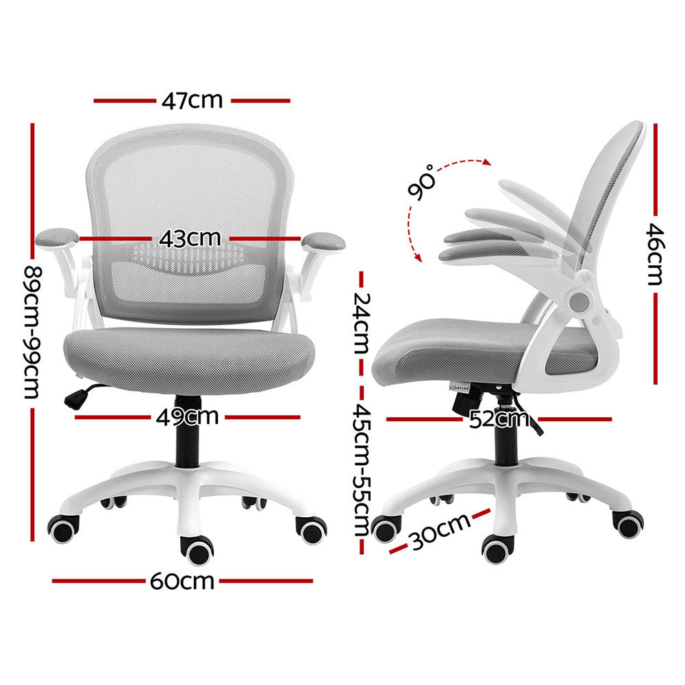 Set of 2 Artiss Mesh Office Chair Computer Gaming Desk Chairs Work Study Mid Back Grey