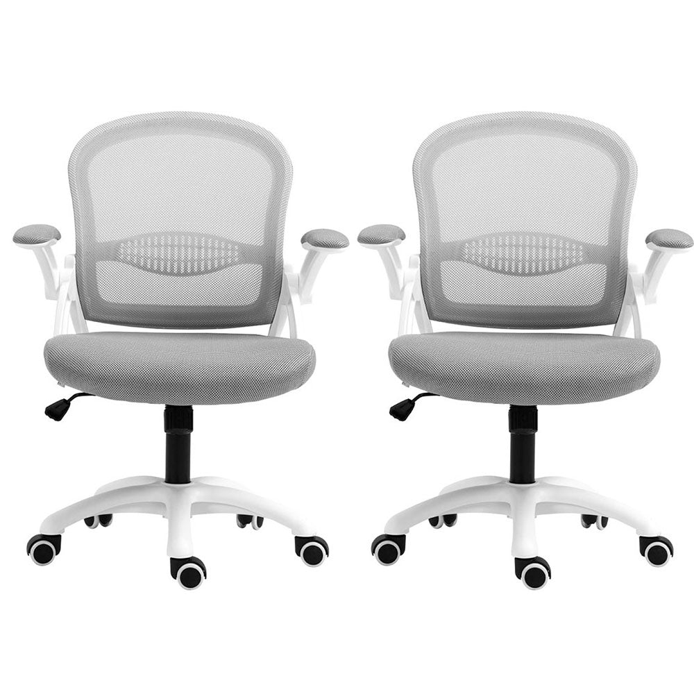 Set of 2 Artiss Mesh Office Chair Computer Gaming Desk Chairs Work Study Mid Back Grey