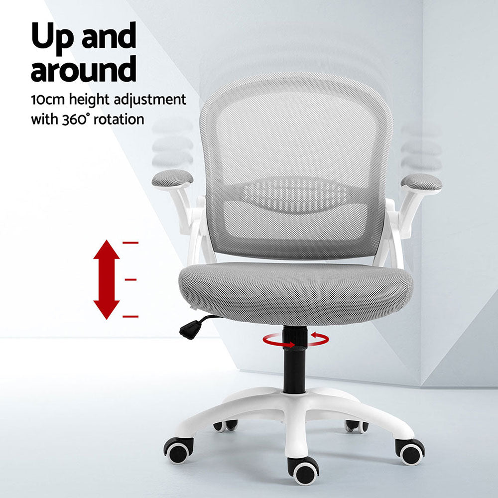 Set of 2 Artiss Mesh Office Chair Computer Gaming Desk Chairs Work Study Mid Back Grey