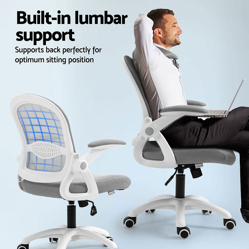 Set of 2 Artiss Mesh Office Chair Computer Gaming Desk Chairs Work Study Mid Back Grey