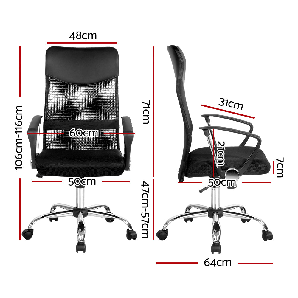 Nitara Office Chair PU Leather Mesh High Back - Black