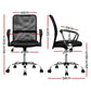 Set of 2 Artiss Mesh Office Chair Mid Back Black