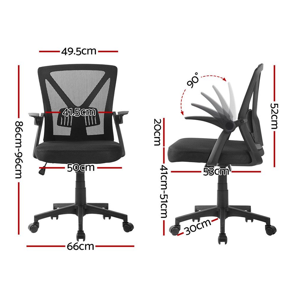 Set of 2 Artiss Mesh Office Chair Mid Back Black