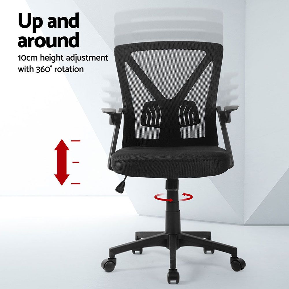 Set of 2 Artiss Mesh Office Chair Mid Back Black