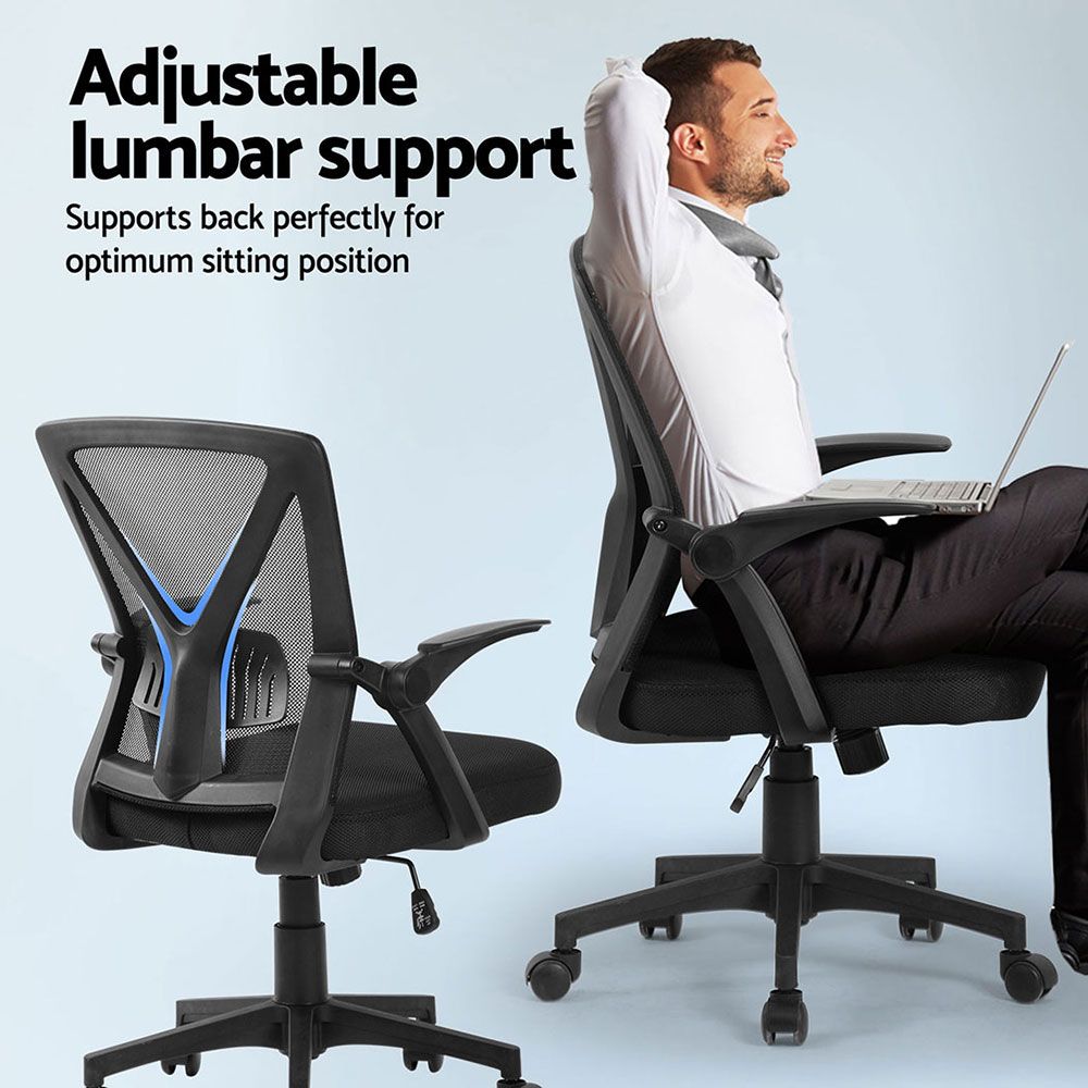 Set of 2 Artiss Mesh Office Chair Mid Back Black