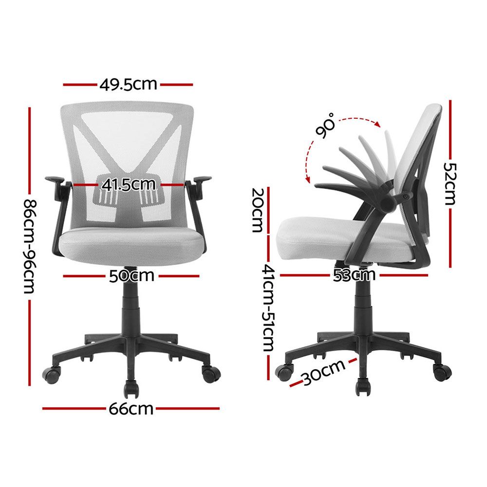 Set of 2 Artiss Mesh Office Chair Mid Back Grey