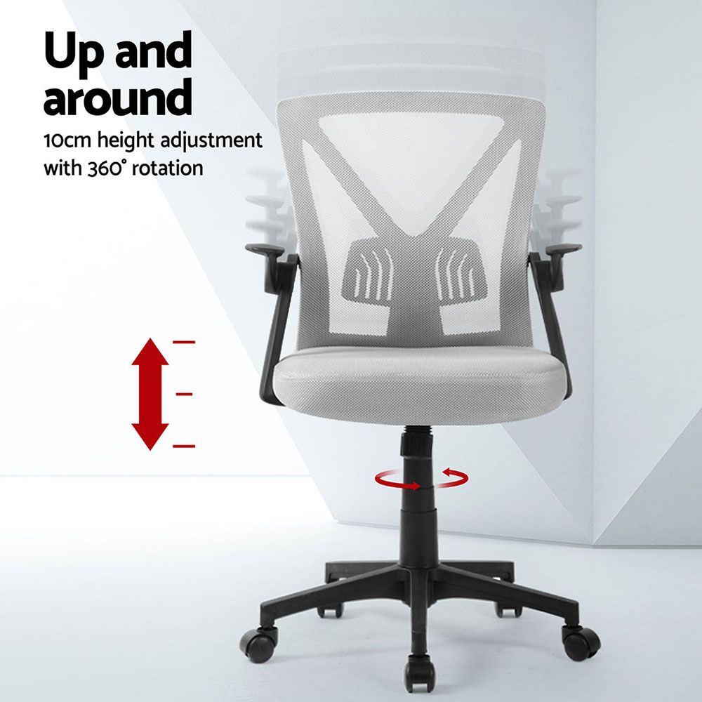 Set of 2 Artiss Mesh Office Chair Mid Back Grey