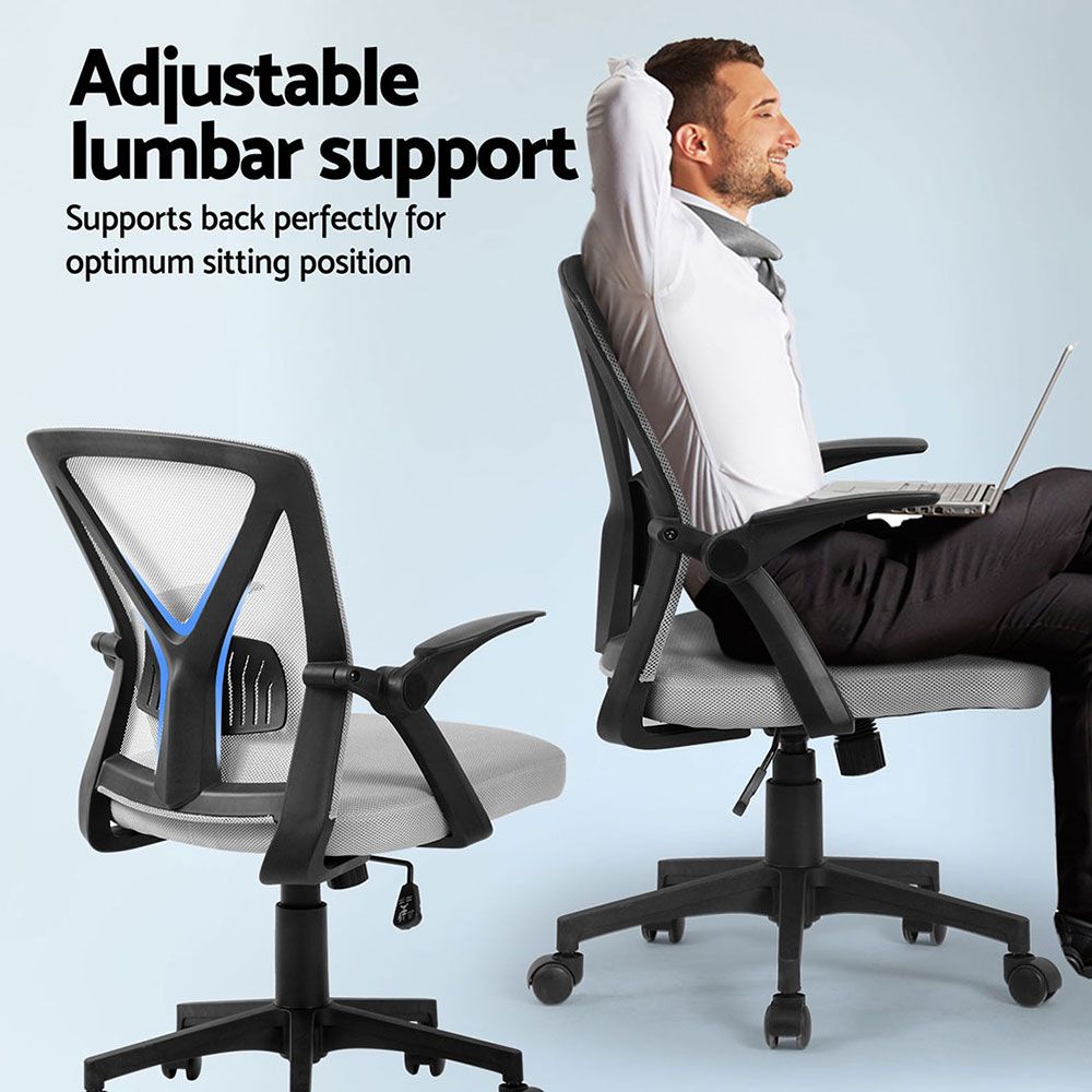 Set of 2 Artiss Mesh Office Chair Mid Back Grey