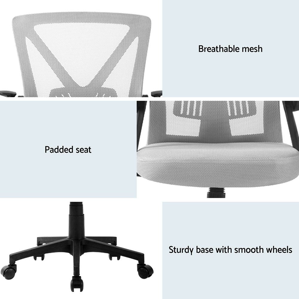 Set of 2 Artiss Mesh Office Chair Mid Back Grey