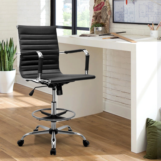 Kotal Office Chair Veer Drafting Stool Mesh Armrest Standing Desk - Black