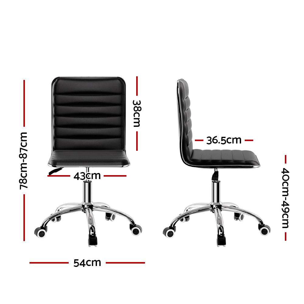 Artiss Office Chair Conference Chairs Pu Leather Low Back Black