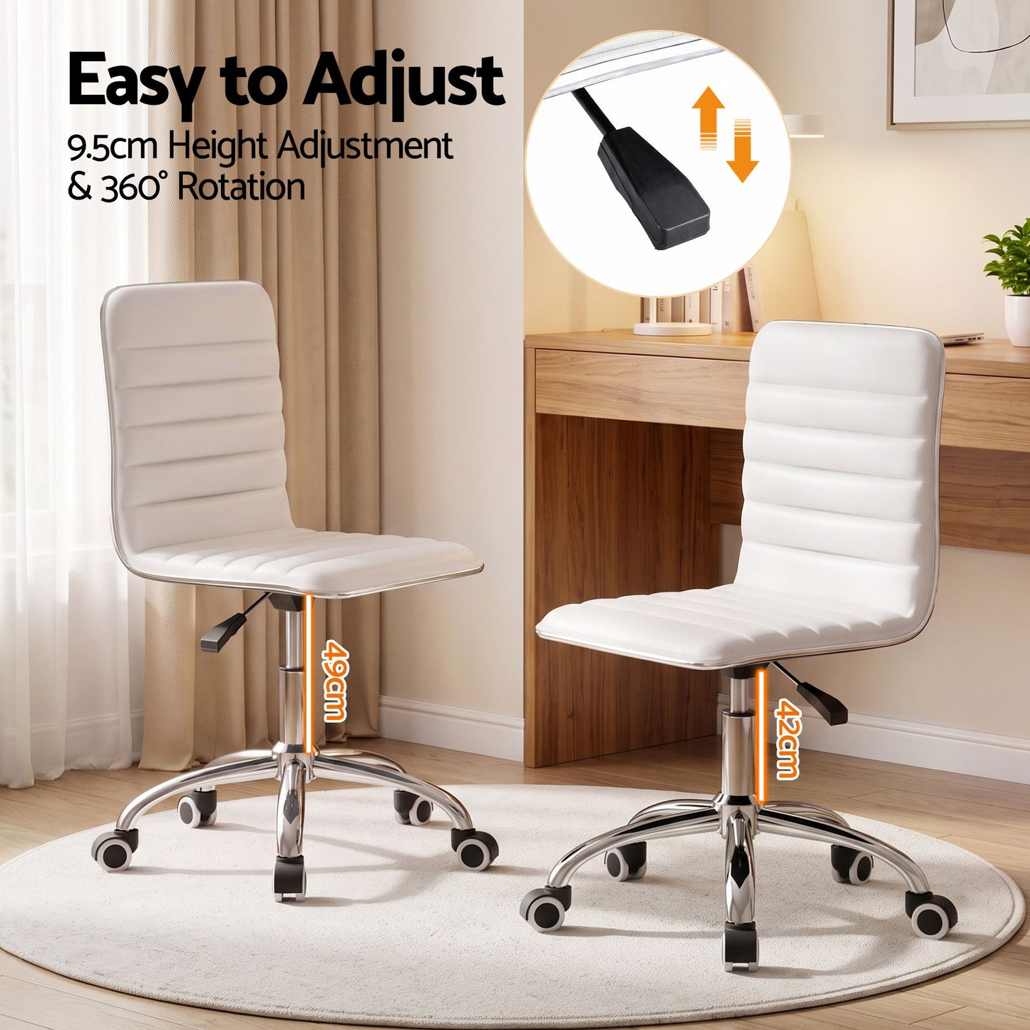 Artiss Office Chair Conference Chairs Pu Leather Low Back White