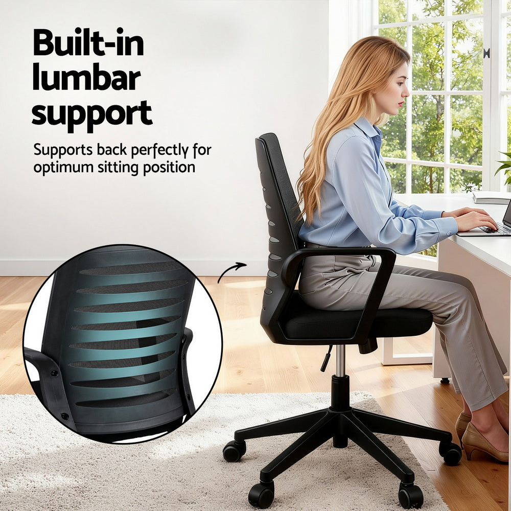 Artiss Ergonomic Office Chair Mesh Computer Chairs with Lumbar Support Black