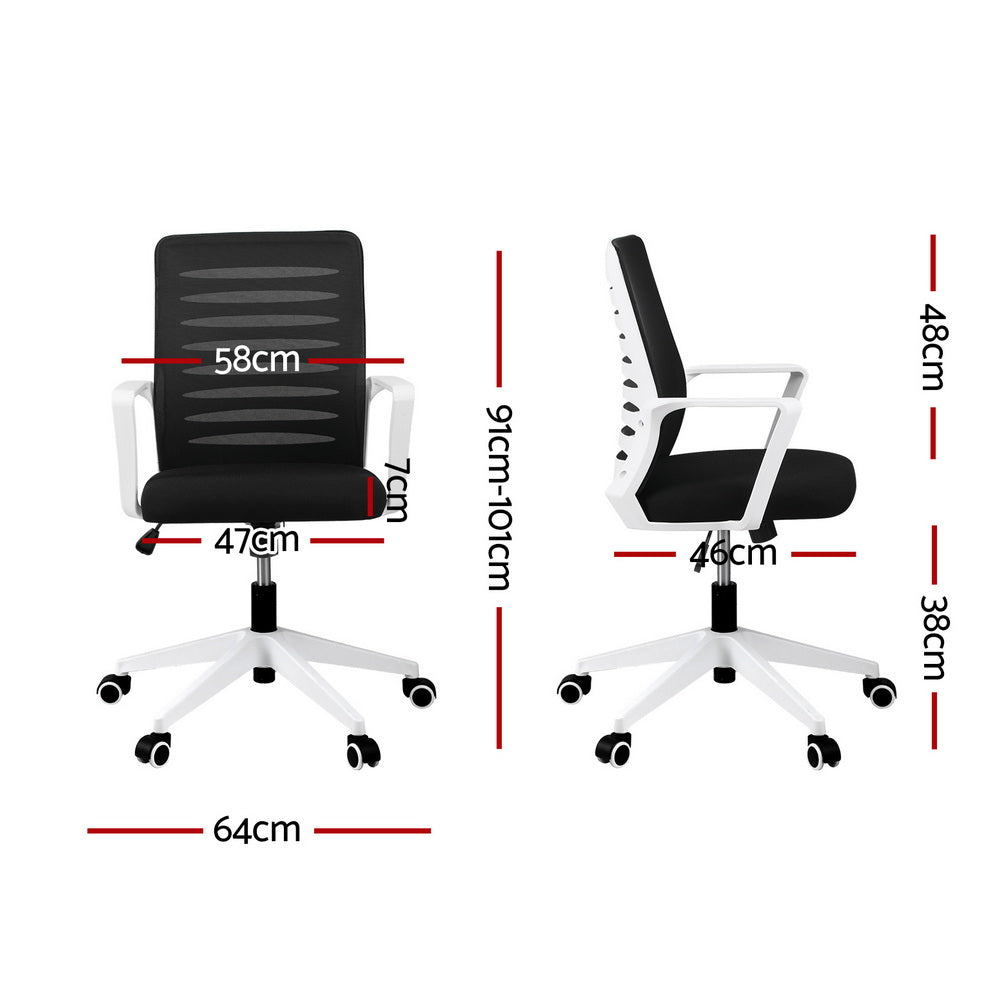 Artiss Ergonomic Office Chair Mesh Computer Chairs with Lumbar Support Black and White