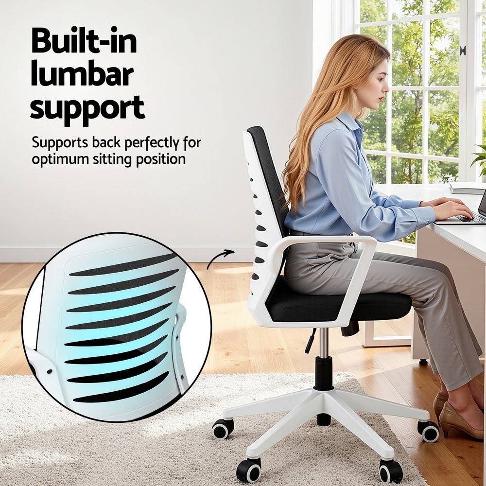 Artiss Ergonomic Office Chair Mesh Computer Chairs with Lumbar Support Black and White