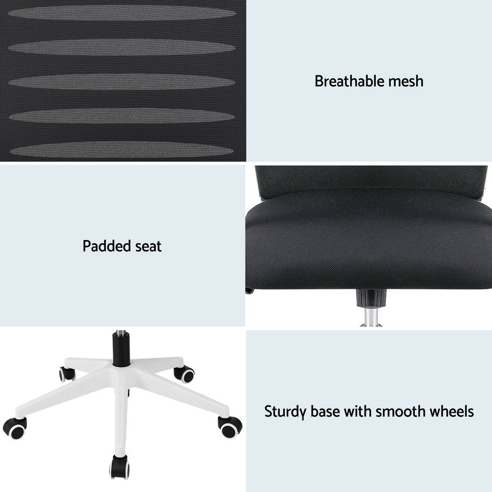 Artiss Ergonomic Office Chair Mesh Computer Chairs with Lumbar Support Black and White