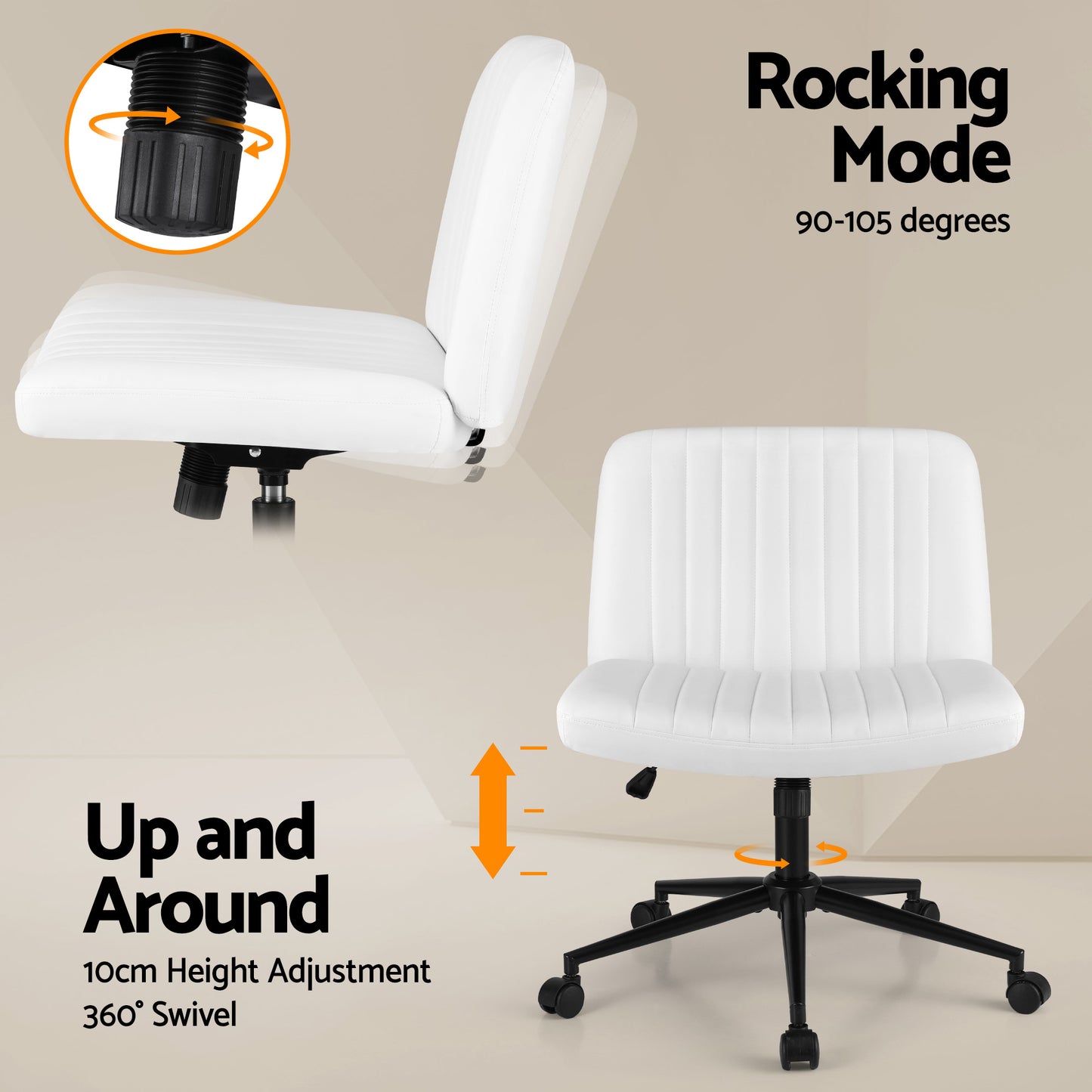 Artiss Criss Cross Chair Wide Cross Legged PU Leather White