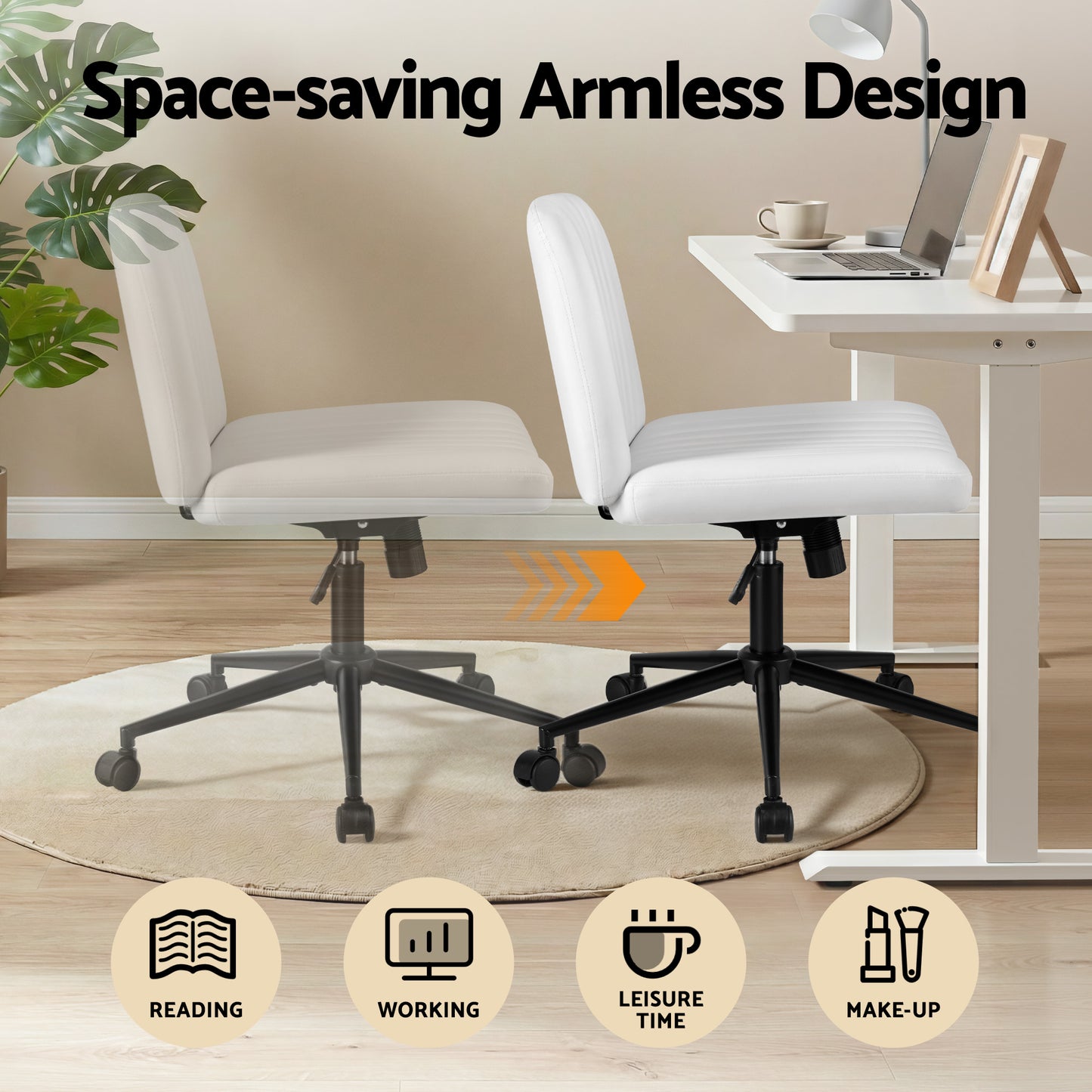 Artiss Criss Cross Chair Wide Cross Legged PU Leather White