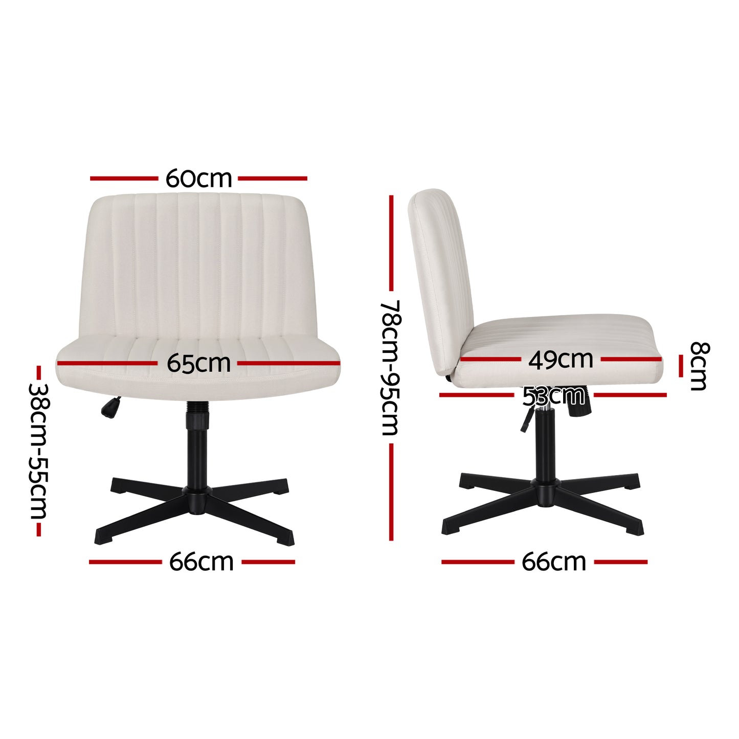 Artiss Criss Cross Chair No Wheels Fabric Wide Cross Legged Beige