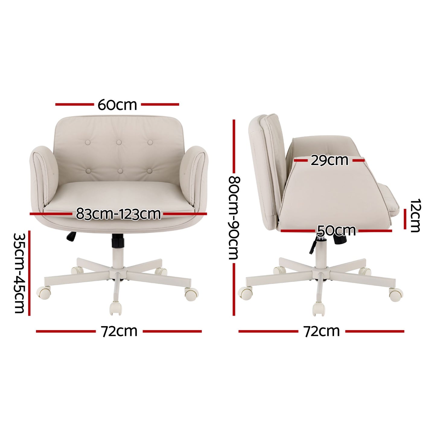 Artiss Criss Cross Chair Ergonomic Cross Legged Office Desk Chair PU Leather Beige