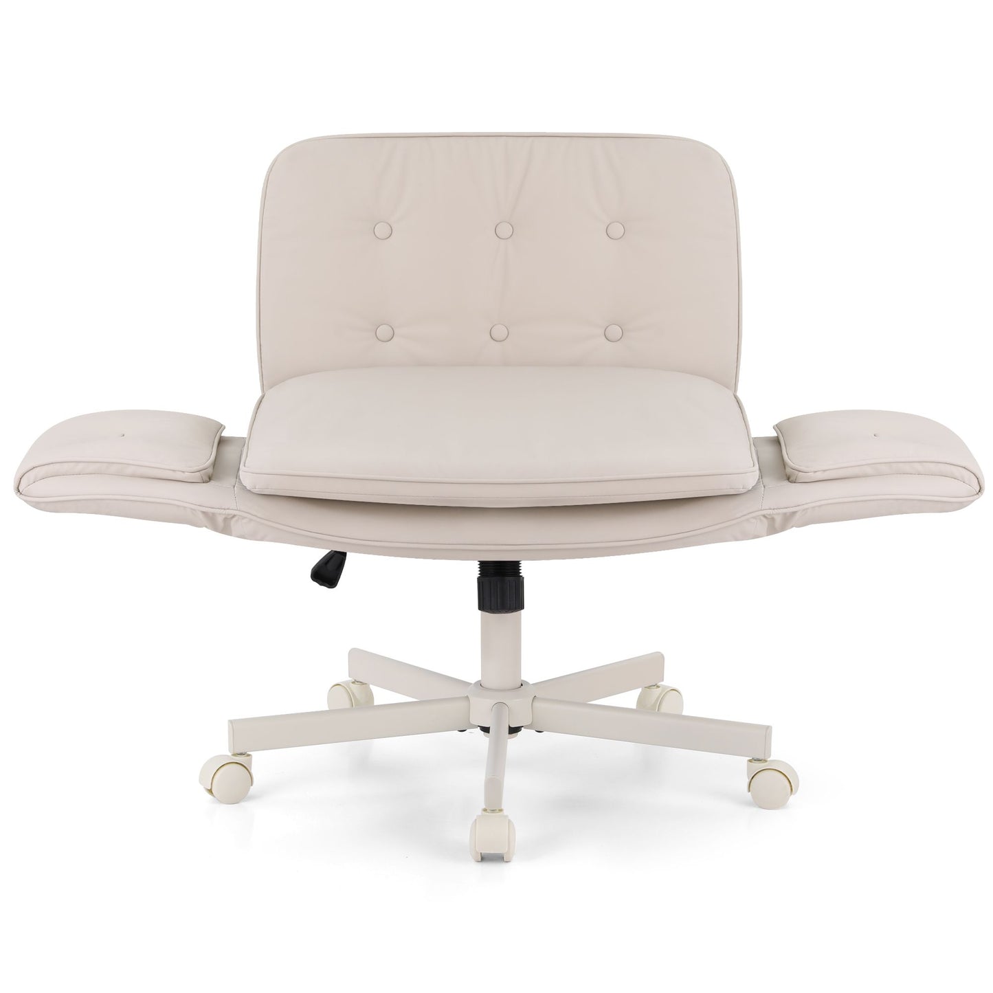 Artiss Criss Cross Chair Ergonomic Cross Legged Office Desk Chair PU Leather Beige