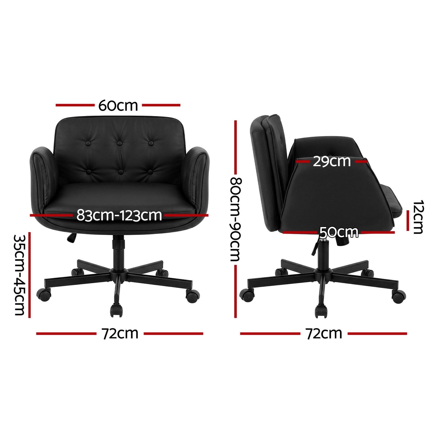 Artiss Criss Cross Chair Ergonomic Cross Legged Office Desk Chair PU Leather Black