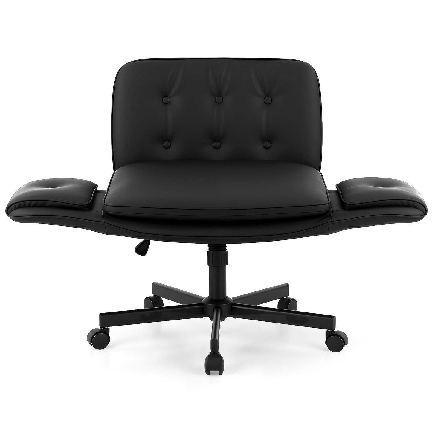 Artiss Criss Cross Chair Ergonomic Cross Legged Office Desk Chair PU Leather Black