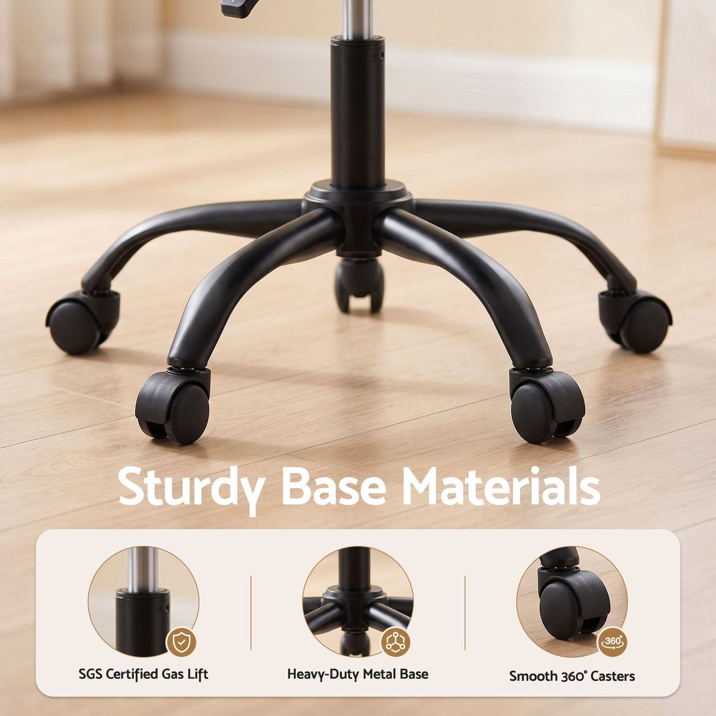 Artiss Armless Office Chair Ergonomic 360° Swivel Black