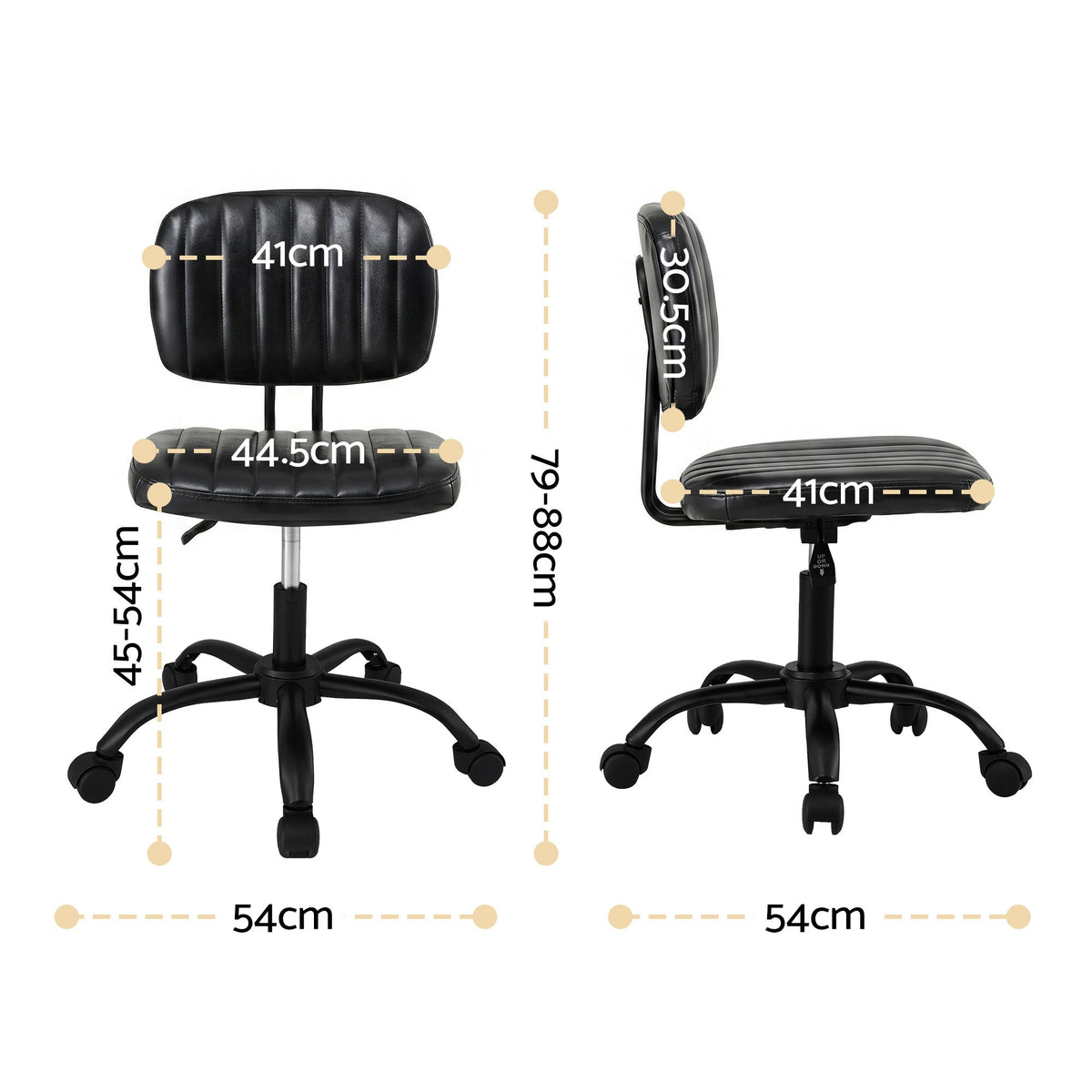 Artiss Armless Office Chair Black