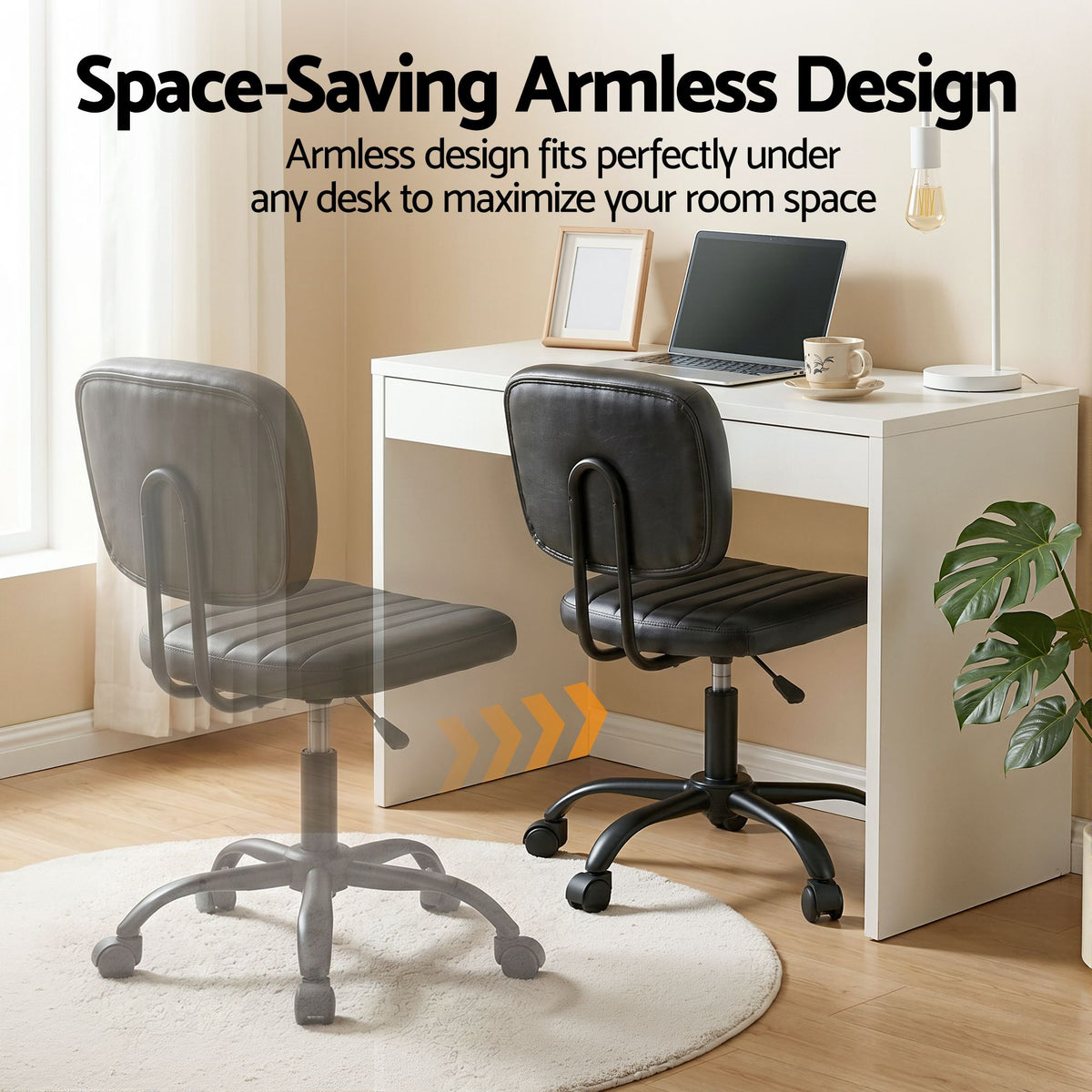 Artiss Armless Office Chair Black