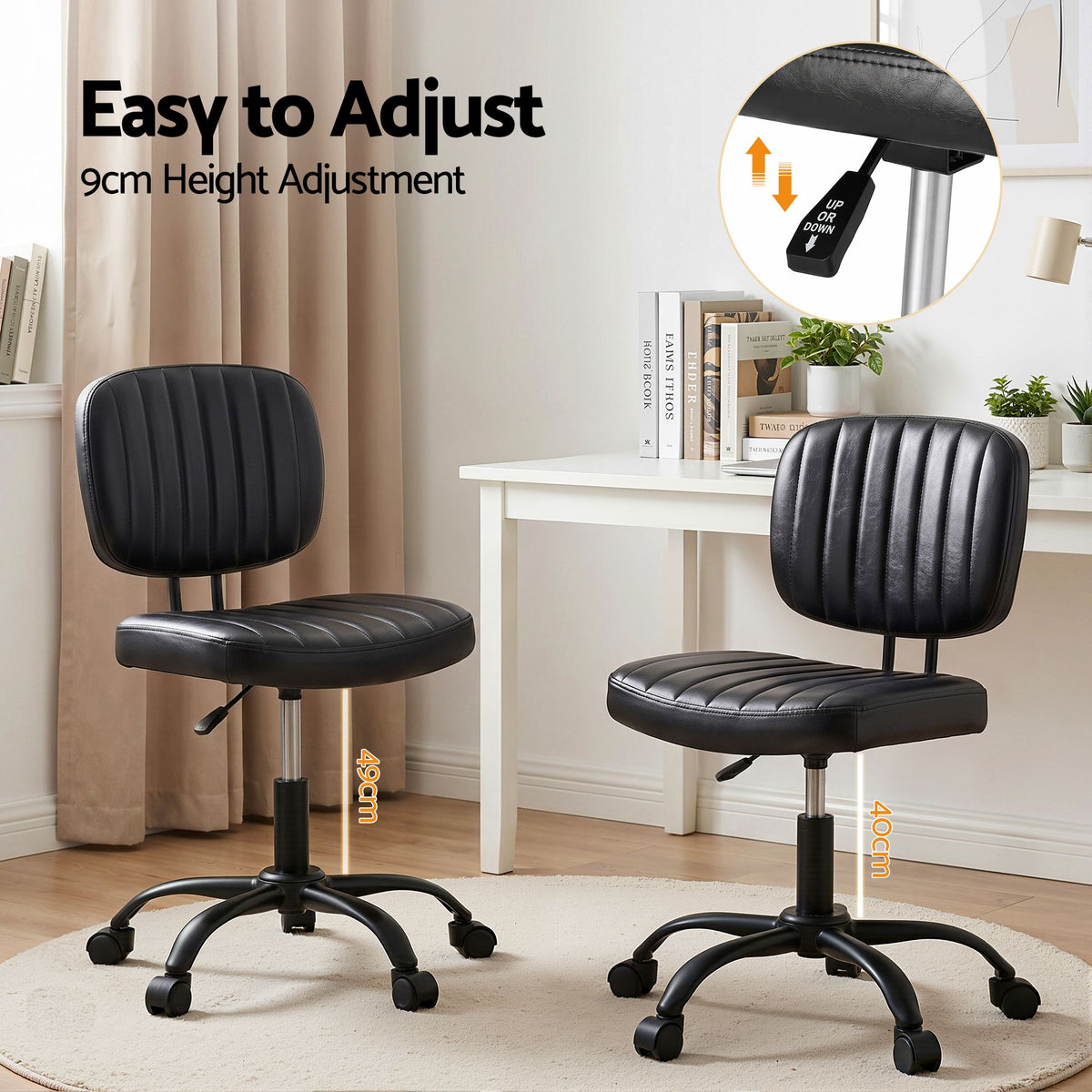 Artiss Armless Office Chair Black
