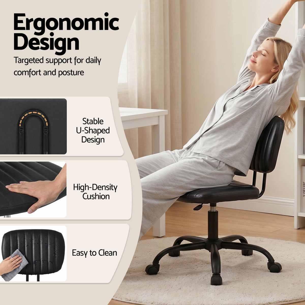 Artiss Armless Office Chair Black