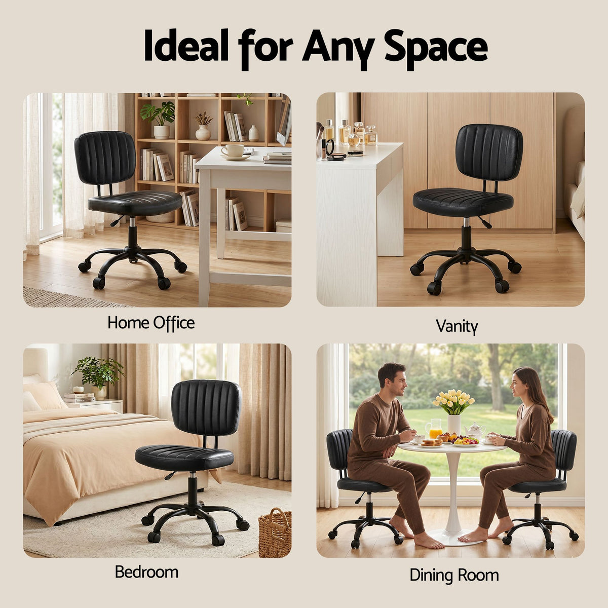 Artiss Armless Office Chair Black