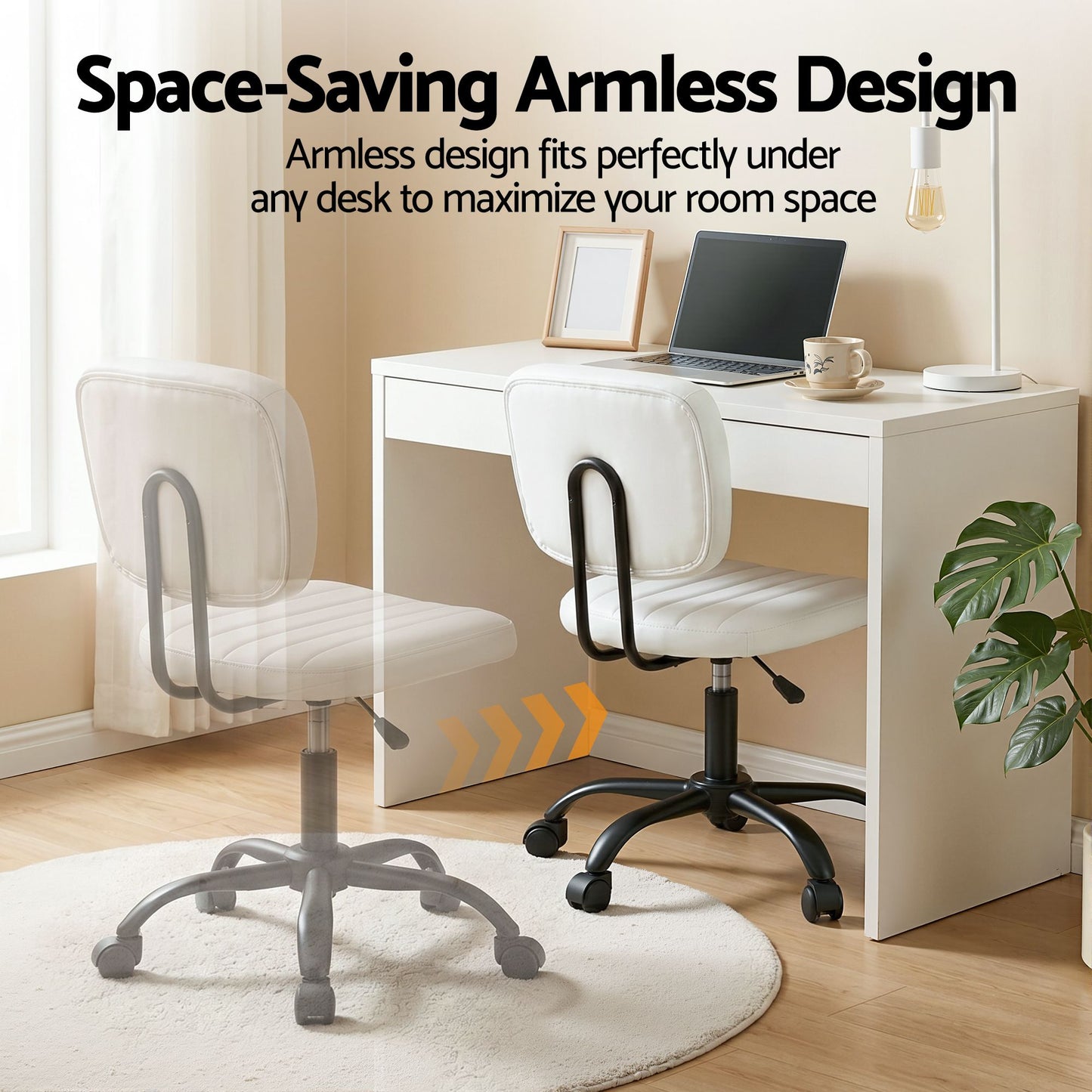Artiss Armless Office Chair White