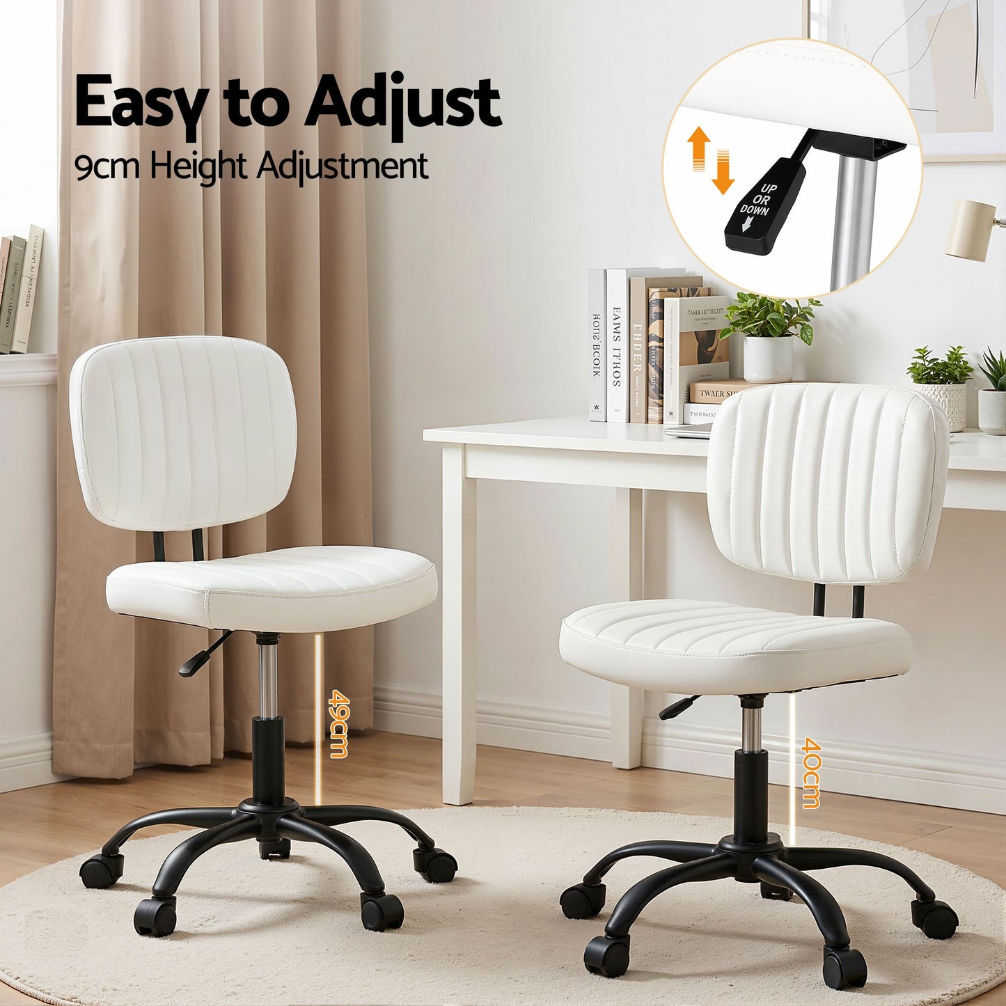 Artiss Armless Office Chair White